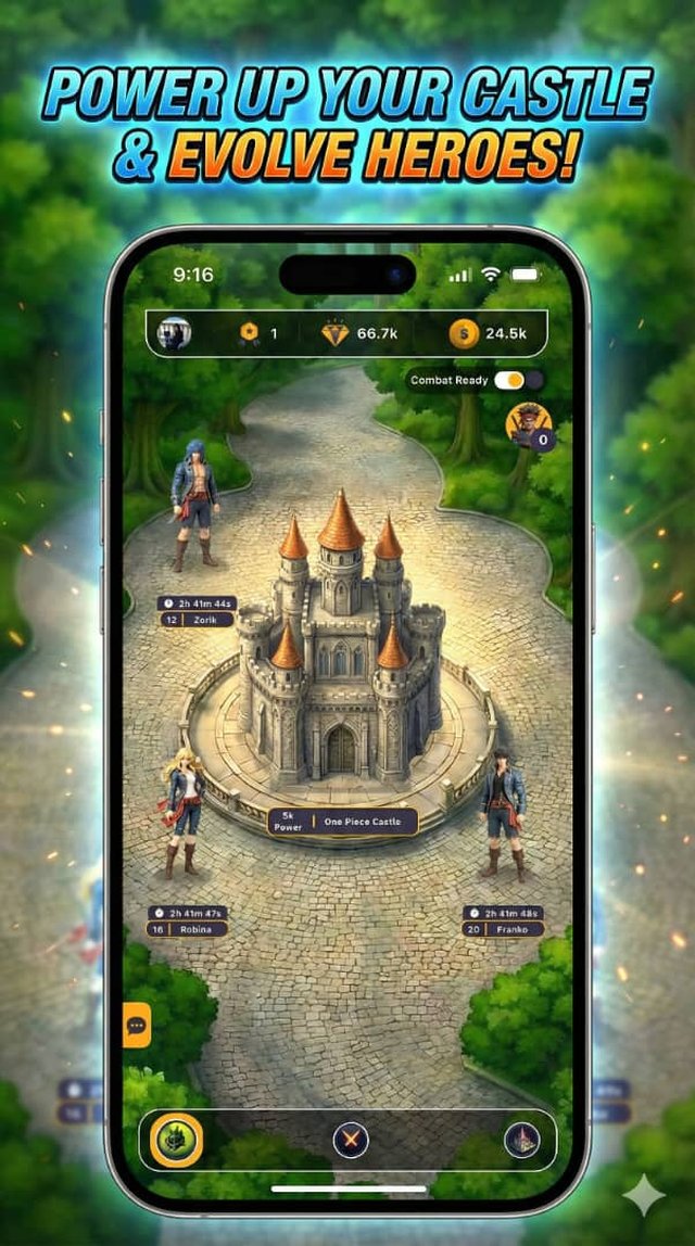 Example of the castle and weapon upgrade screen
